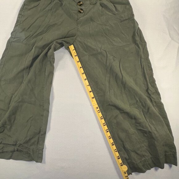 one 5 one - Army Green Gaucho Capri Pants Women's Size Medium Palazzo Cullotes - Picture 4 of 10
